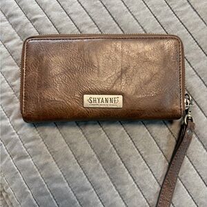 Shyanne Brown Leather Wristlet Clutch
